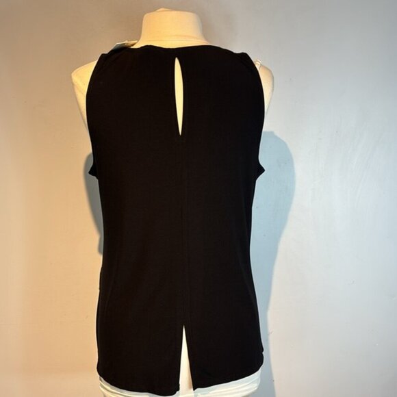 NWT CHAUS NY BLACK EMBELLISHED SILVER & PEARL BEADED SLEEVELESS BLOUSE TOP large - Picture 8 of 12